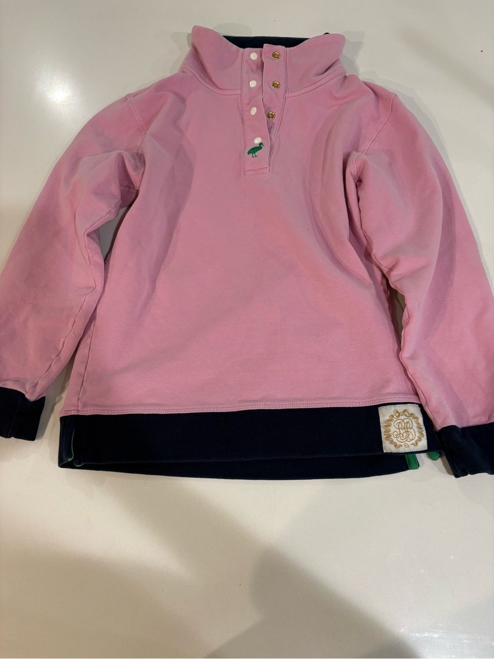 The Beaufort Bonnet Company Pink Pullover with Navy Trim 6